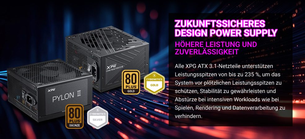 XPG Netzteile CoreReactor II VE und Pylon II mit 80-PLUS-Zertifizierung
